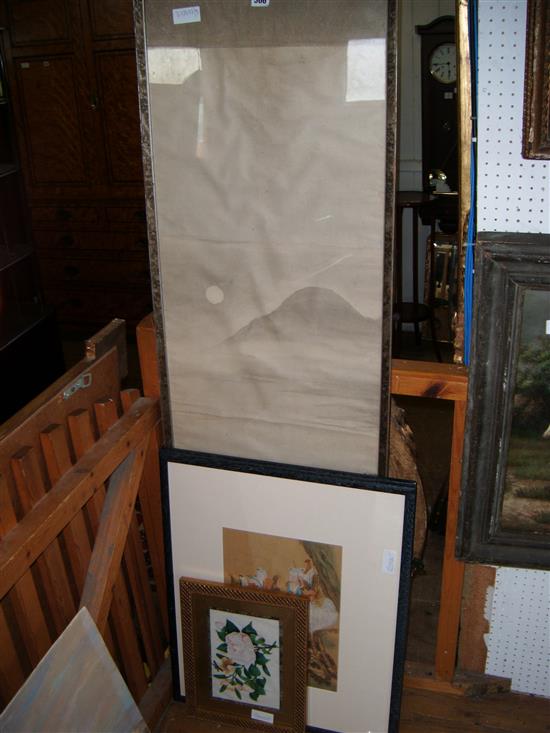 2 Japanese prints, Japanese w/col & Chinese pith paintings (4)